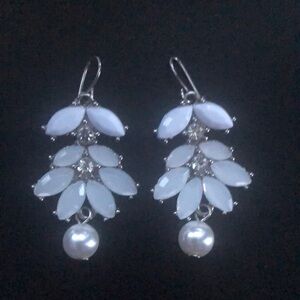 Beautiful Earrings with Flower and Pearl-like detail